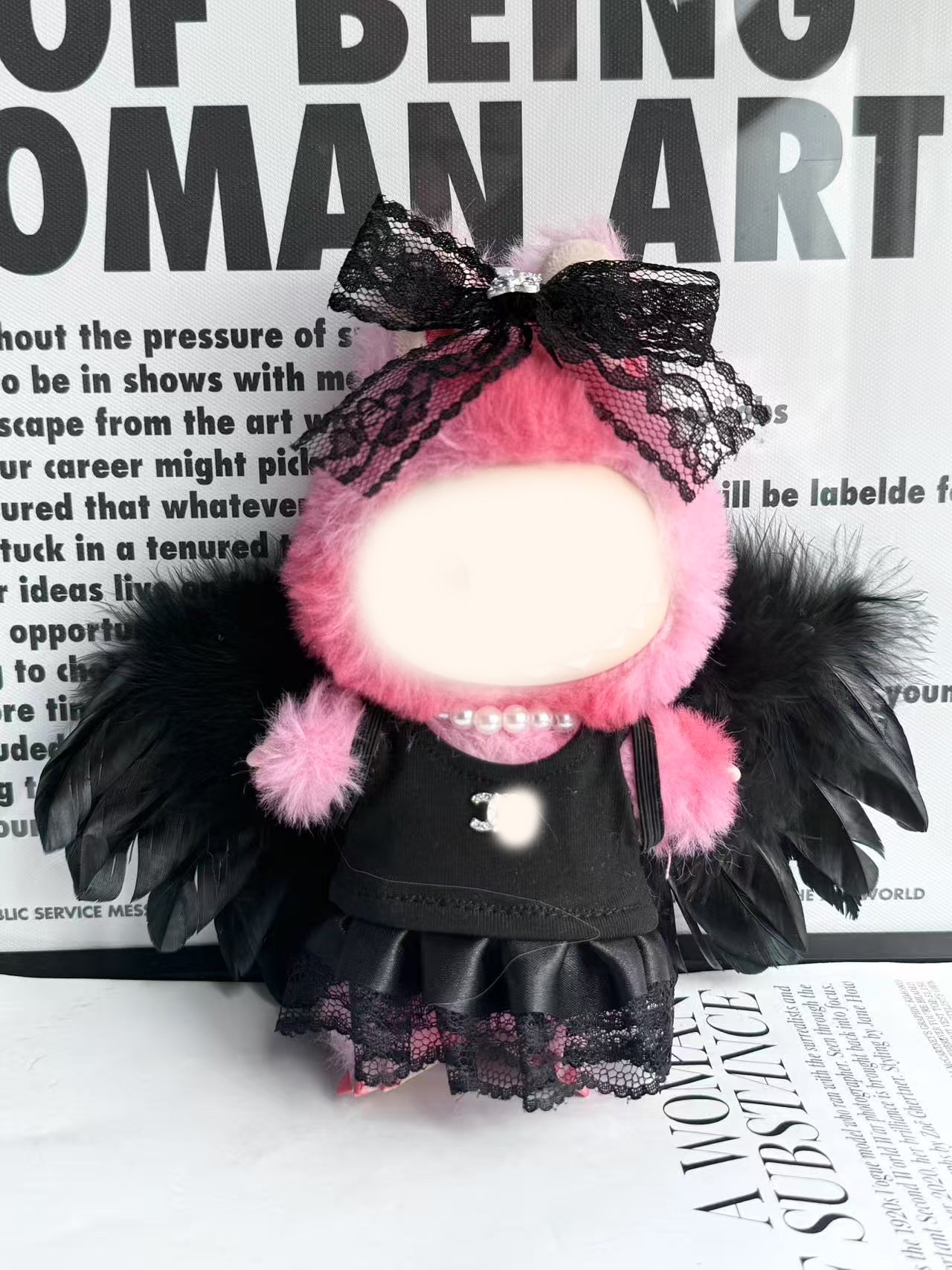 Black White Angel Labubu TikTok Viral Hit Clothing Set with Accessories